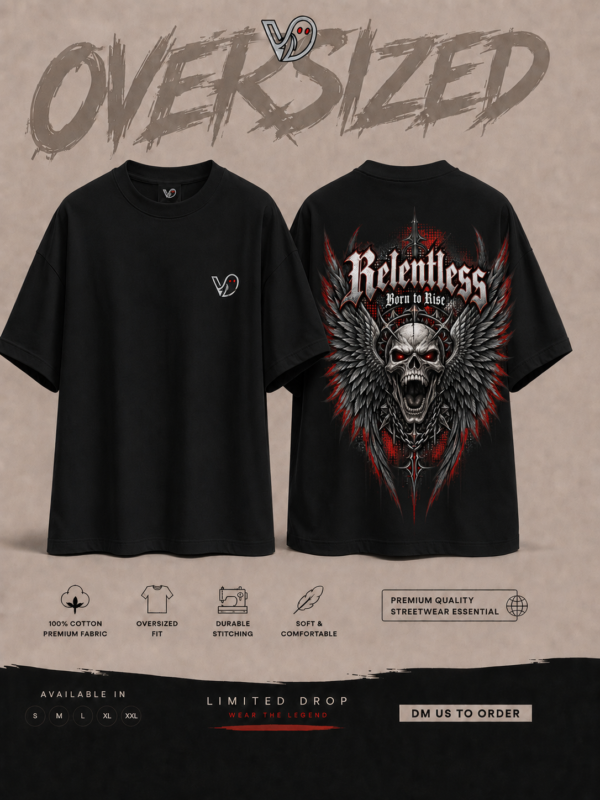 Rentless black tee Relentless Born to Rise Oversized Tee