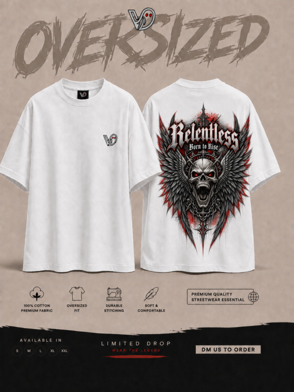 Rentless white tee Relentless Born to Rise Oversized Tee